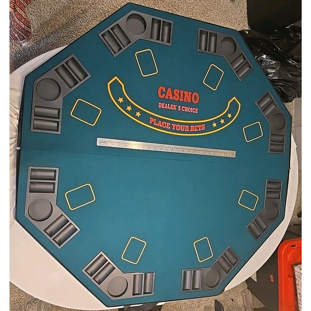 CASINO DEALER'S CHOICE 8 Player Folding Poker Table Top and Carrying Case.